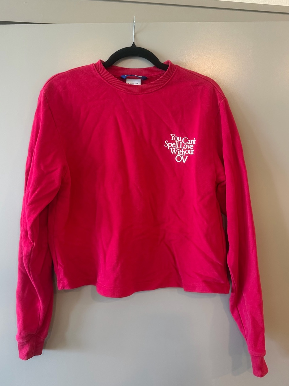 Outdoor Voices “You Can’t Spell Love Without OV” Cropped Sweatshirt Red XS - Picture 2 of 6